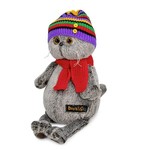 Мягкая игрушка Басик в полосатой шапке с шарфом, 25 см, KS25-169