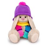 Мягкая игрушка Зайка Ми в шапке и полосатом шарфе (большой), 23 см, SIDM-562