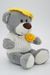 Мягкая игрушка Медведь Дюкан, 26/36 см с жёлтыми розой и берете и светлом вязаном свитере, 0640928S-211-601-512
