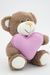 Мягкая игрушка Медвежонок Сильвестр шоколадный, 20/25 см, с шариками для мелкой моторики с розовым флисовым сердцем, 0913620-33