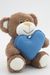 Мягкая игрушка Медвежонок Сильвестр шоколадный, 20/25 см, с шариками для мелкой моторики с голубым флисовым сердцем, 0913620-60
