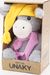 Мягкая игрушка в малой подарочной коробке Ослик Донни, с ш. для мелкой моторики 20/26 см в желтом колпаке с кисточкой и шарфе цикламен, 0955220-29-51K